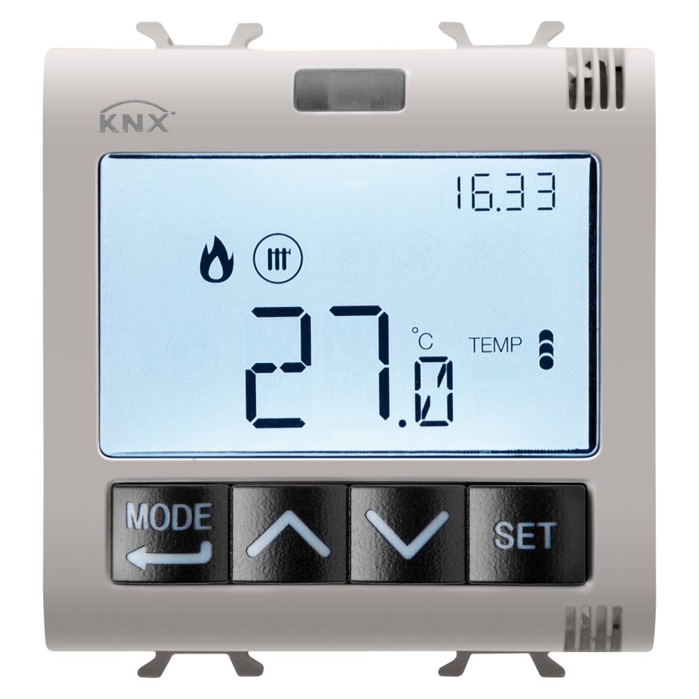  termostato con gestione umidità - knx - 2 moduli - natural beige - chorusmart