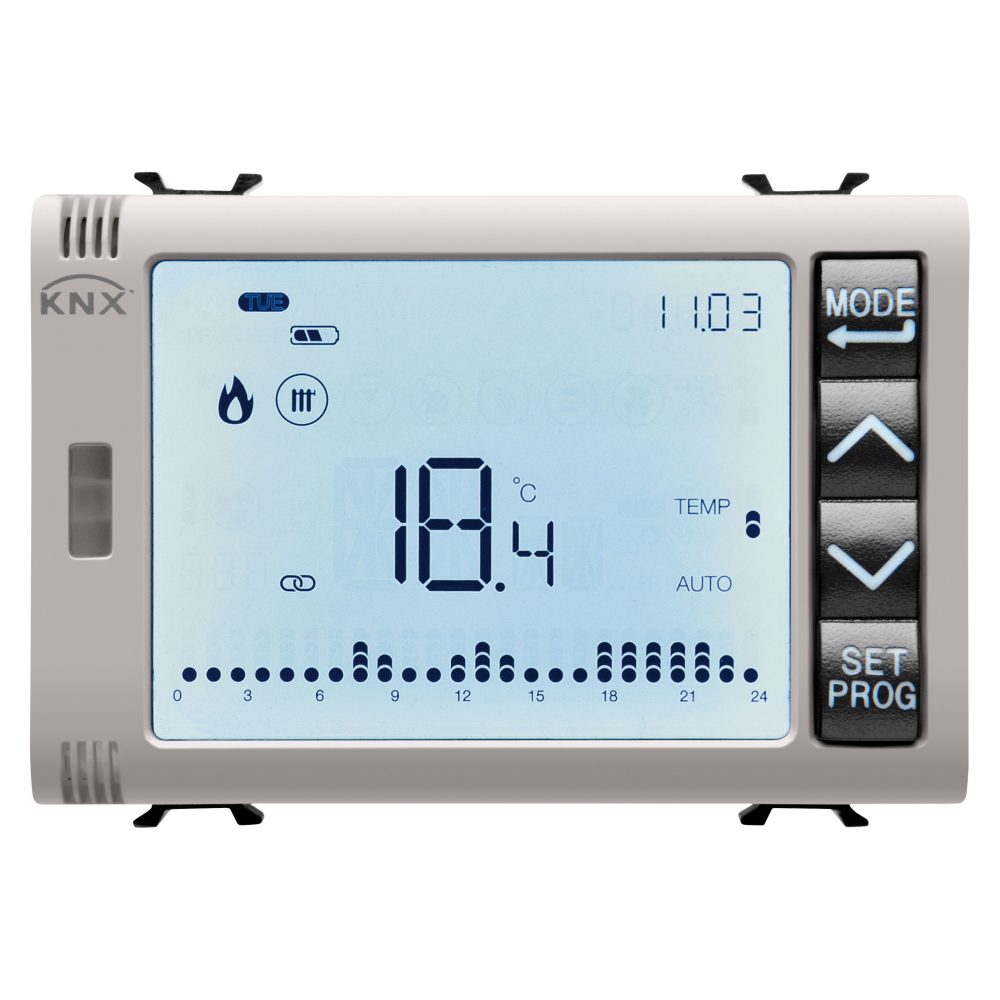  nem yöneti̇mli̇ zamanlayicili termostat/programlayici - knx - 3 modül - naturel bej - chorusmart