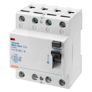 RESIDUAL CURRENT CIRCUIT BREAKER - IDP - 4P 100A TYPE A INSTANTANEOUS Idn=0,3A - 4MODULES