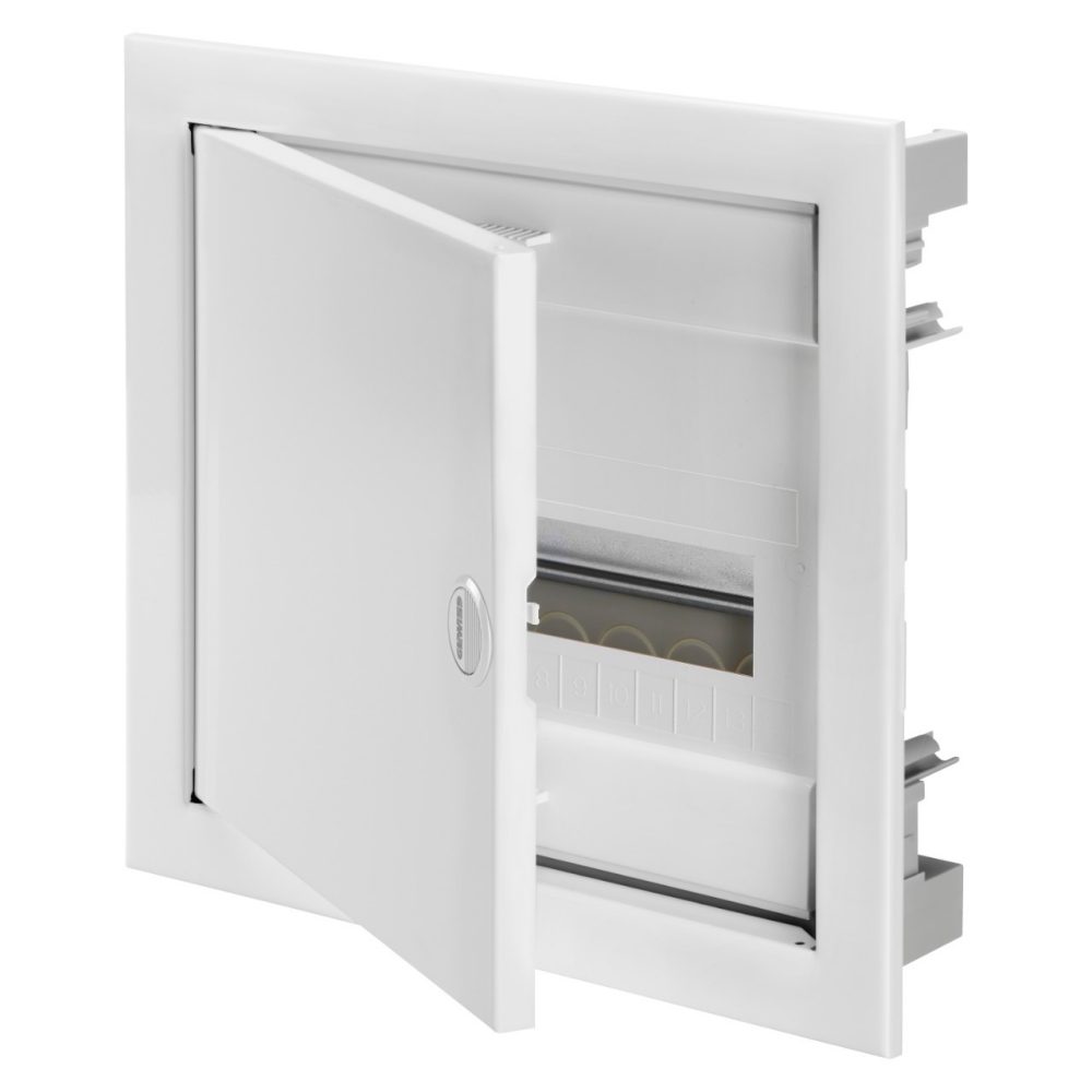 coffret d'encastrement 12 modules - avec porte pleine et cadre métallique - ip40