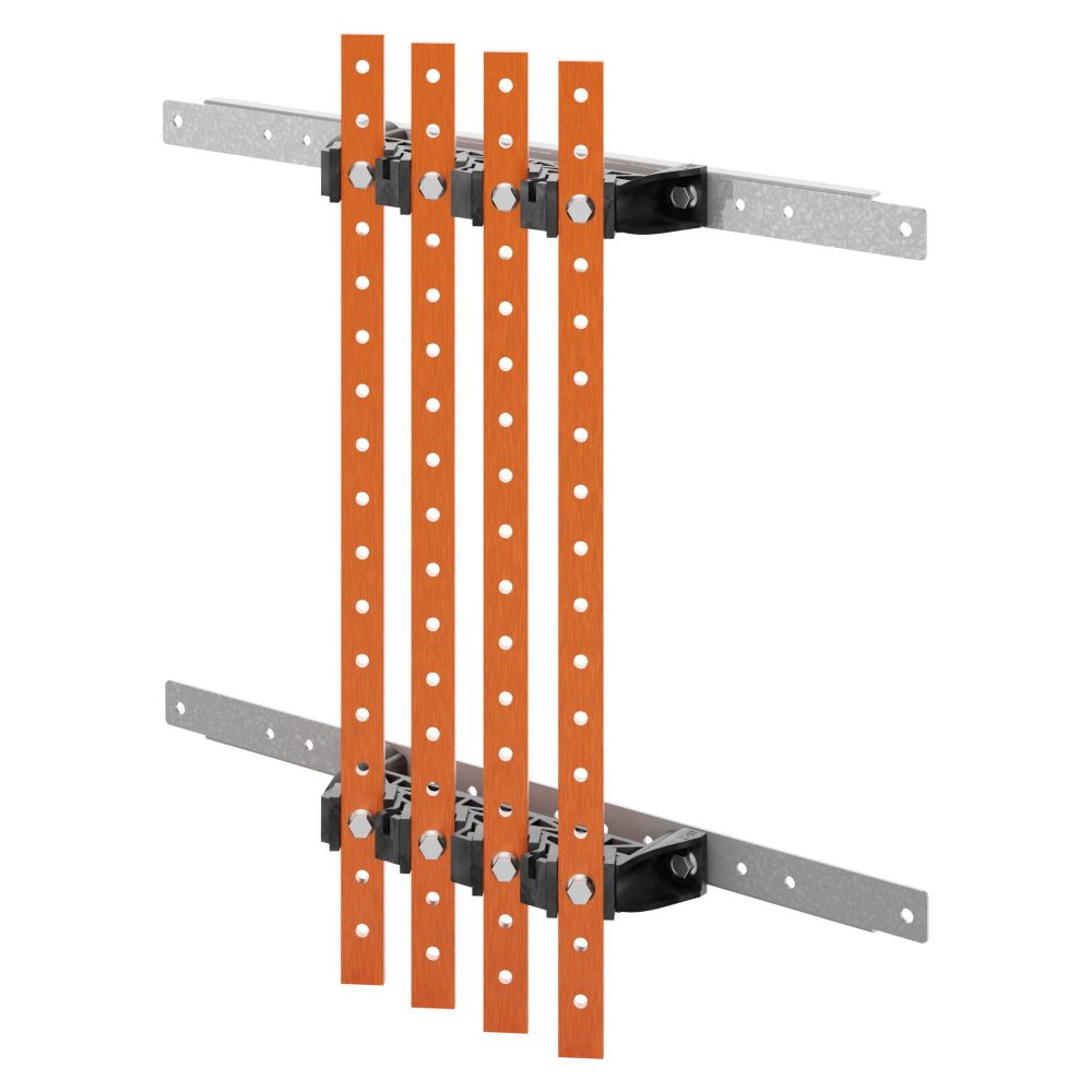  coppia di portabarre - per barre piatte 25x4-30x5 - 250-400a - per strutture p=300 - struttura b=600 - per qdx 630l