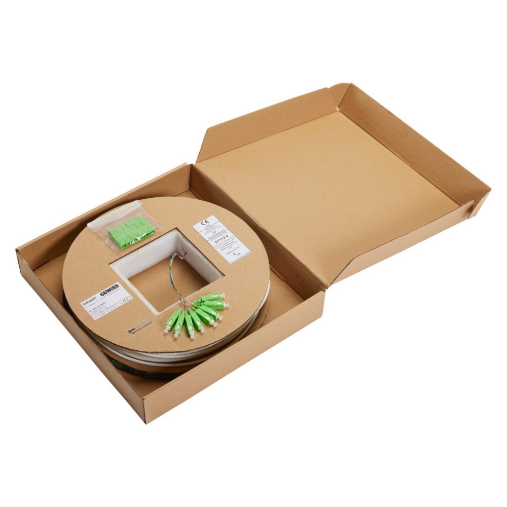 bretella 8 fibre sc/apc con traino - sistema fiber fast plus - 50m - per montanti - bianco