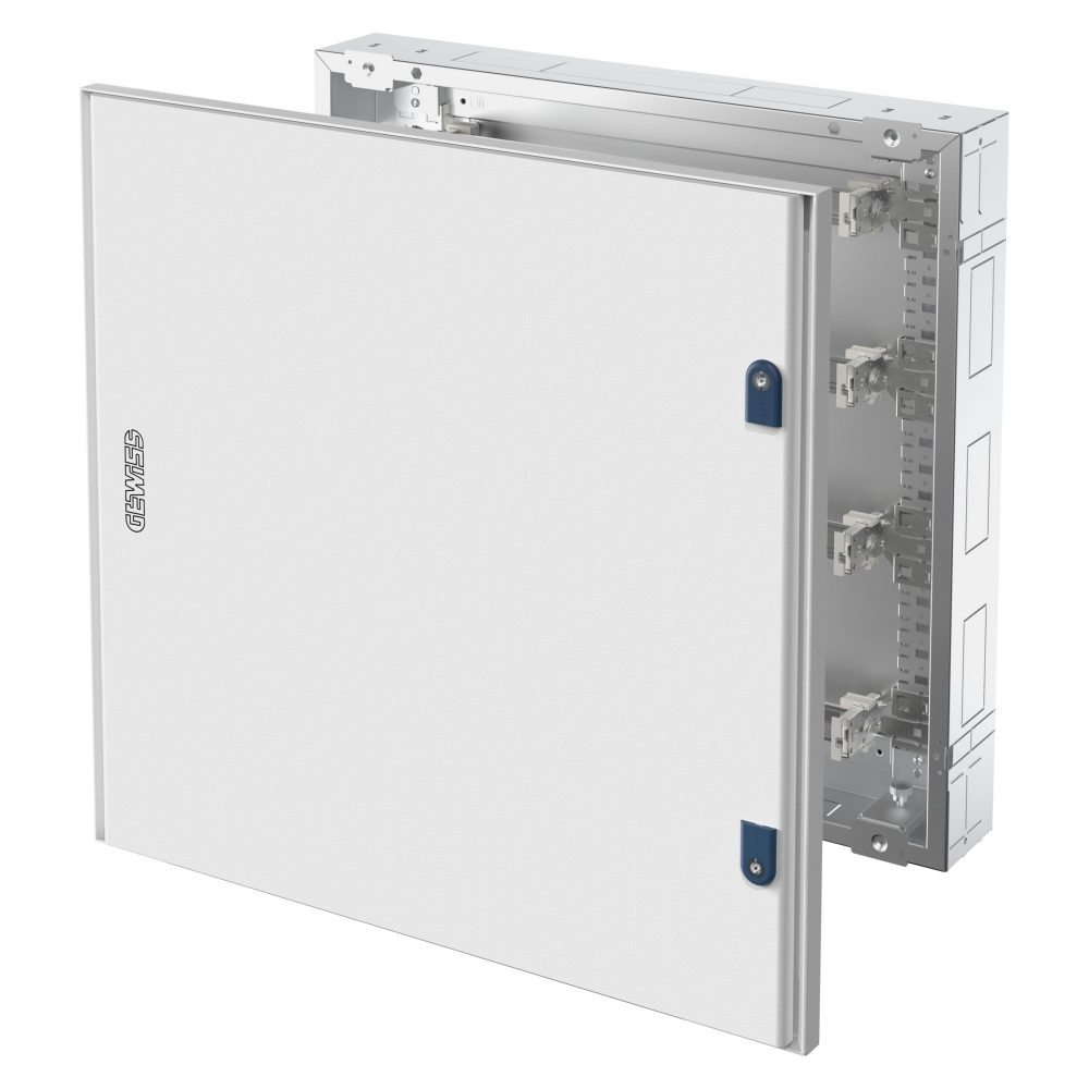  tableau cvx 160i - à encastrer - 600x600x139 - 96(24x4) modules - ral 7035 - ip40 porte pleine en tôle équipée de 2 serrures