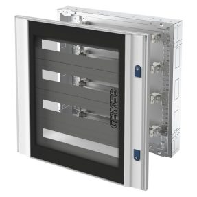 QUADRO CVX 160I - INCASSO - 600x600x105 - 96(24x4) MODULI - IP40 - PORTA IN VETRO - CON 2 SERRATURE - GRIGIO RAL 7035