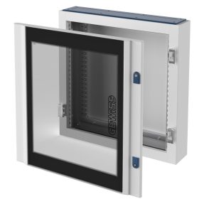 CVX DISTRIBUTION BOARD 160E - SURFACE-MOUNTING - 600x600x180 - IP40 - WITH FLATGLASS DOOR - WITH EXTRACTABLE FRAME- GREY RAL7035