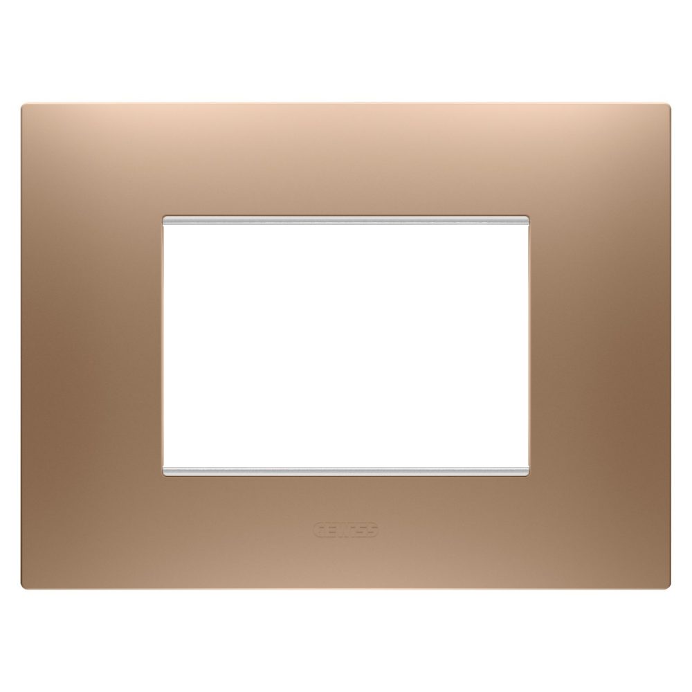  PLACA EGO - EN TECNOPOLÍMERO BARNIZADO - 3 MÓDULOS - COBRE CLARO - CHORUSMART