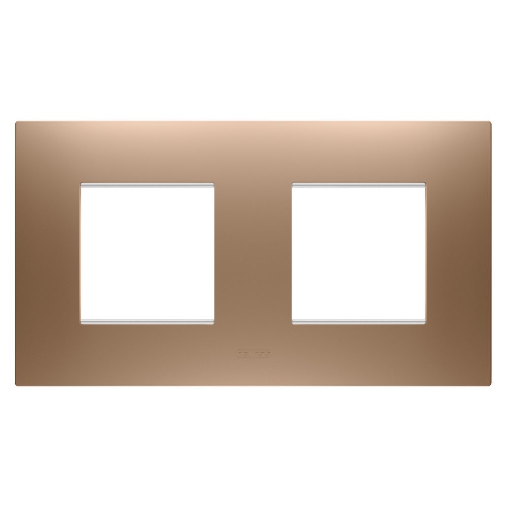  placa ego international - en tecnopolímero barnizado - 2+2 módulos horizontal - cobre claro - chorusmart