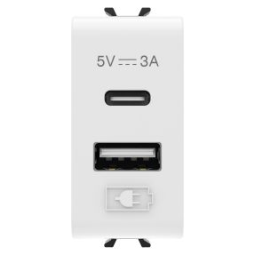 alimentatore usb - tipo a+c - 3a - bianco lucido - 1 modulo - chorusmart