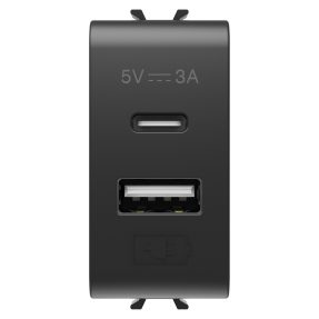 alimentatore usb - tipo a+c - 3a - nero satinato - 1 modulo - chorusmart