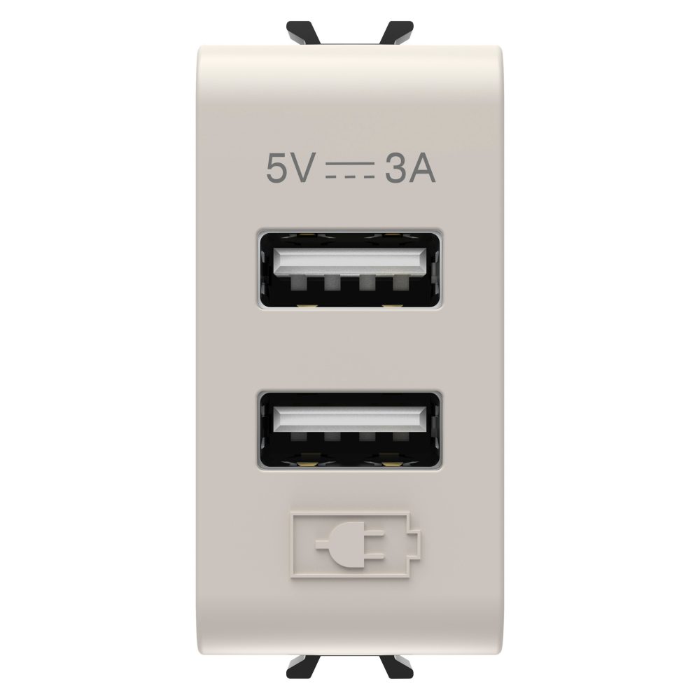 alimentatore usb - tipo a+a - 3a - natural beige satinato - 1 modulo - chorusmart