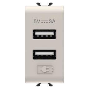 ÎNCĂRCĂTOR USB - TIP A+A - 3A - BEJ NATURAL SATINAT - 1 MODUL - CHORUSMART