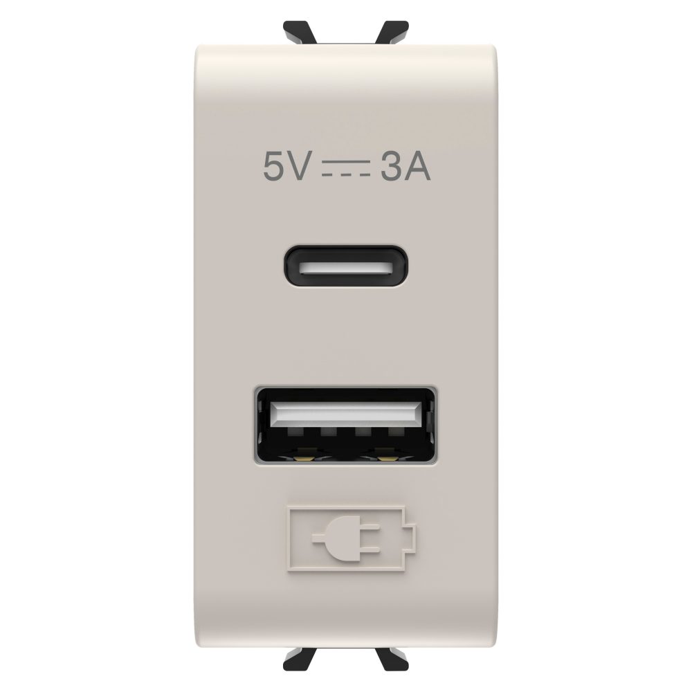  alimentatore usb - tipo a+c - 3a - natural beige satinato - 1 modulo - chorusmart