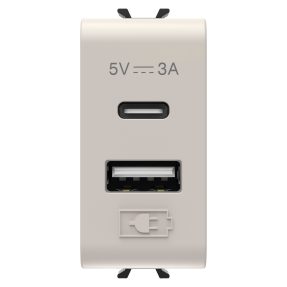 alimentatore usb - tipo a+c - 3a - natural beige satinato - 1 modulo - chorusmart