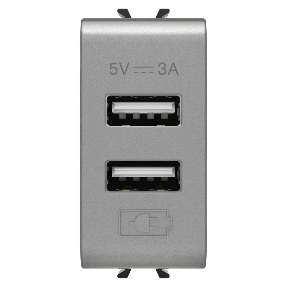  alimentatore usb - tipo a+a - 3a - titanio - 1 modulo - chorusmart