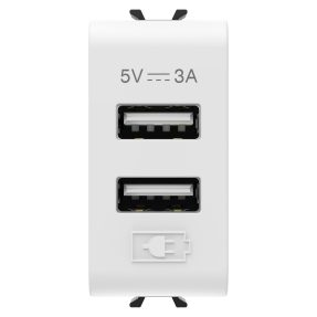 alimentatore usb - tipo a+a - 3a - bianco satinato - 1 modulo - chorusmart