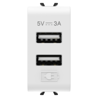 USB CHARGER - A+A TYPE - 3A - SATIN WHITE - 1 MODULE - CHORUS
