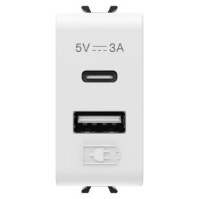 ÎNCĂRCĂTOR USB - TIP A+C - 3A - ALB SATINAT - 1 MODUL - CHORUSMART