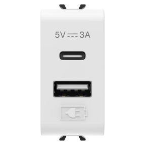 fuente de alimentación usb - tipo a+c - 3a - blanco satinado - 1 módulo - chorusmart