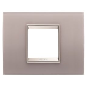 PLACĂ LUX - ÎN STICLĂ - 2 MODULE - GRI PERLAT - CADRU INTERIOR BRONZ MAT - CHORUSMART