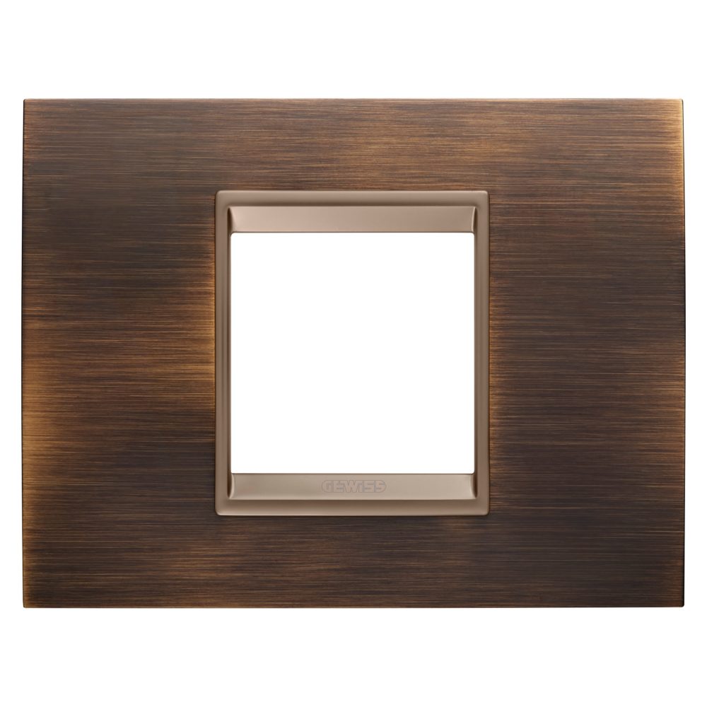  rámeček lux – z kovu – 2 moduly – starožitná mosaz – vnitřní rám matný tmavý bronz – chorusmart