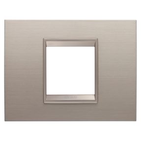 placă lux - in metal - 2 module - aluminiu periat - cadru interior bronz mat - chorusmart
