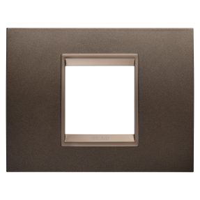 plaque lux - en métal - 2 modules - marron anodique - châssis interne bronze foncé mat - chorusmart