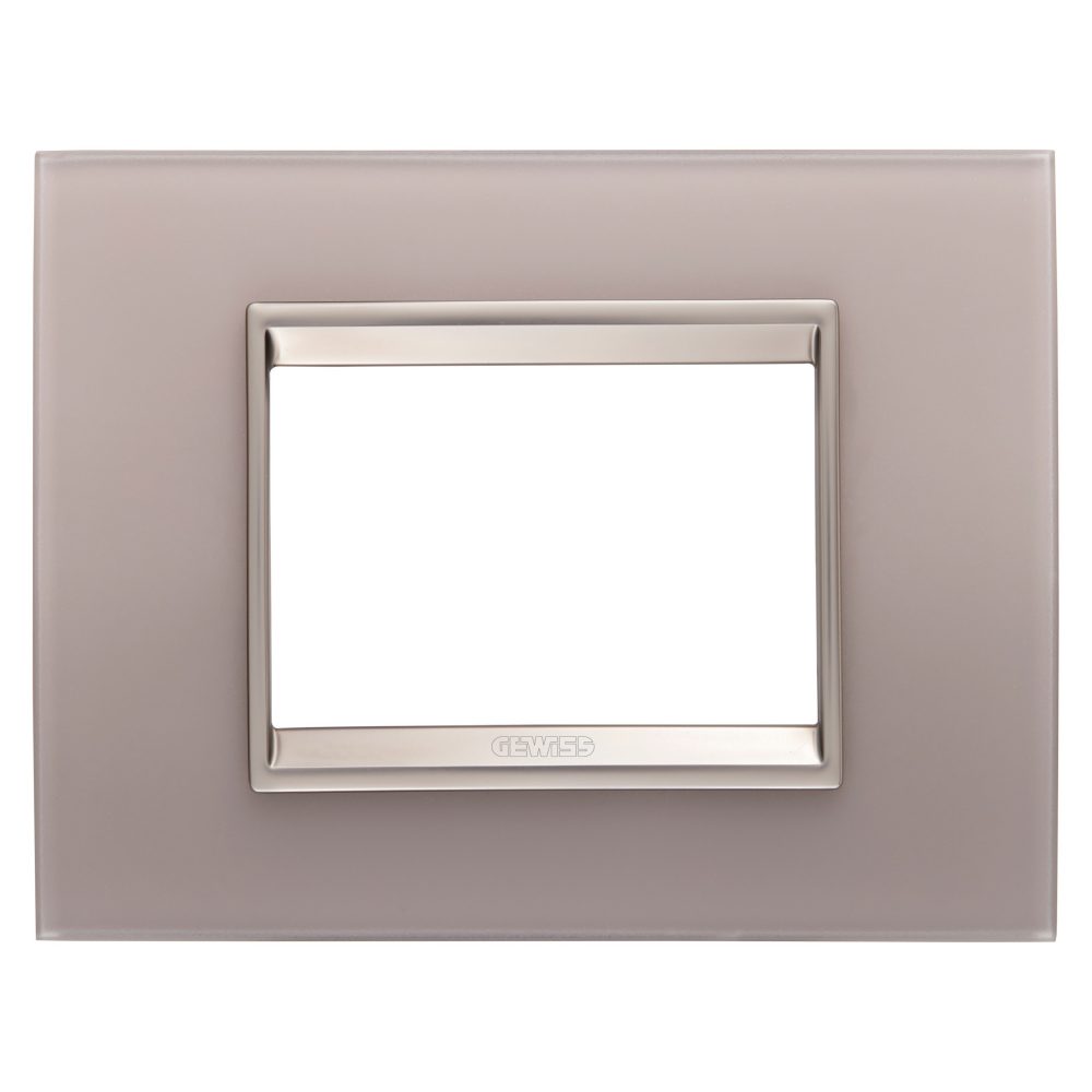  lux plate - in glass - 3 modules - pearly gray - inner frame matt light bronze - chorusmart
