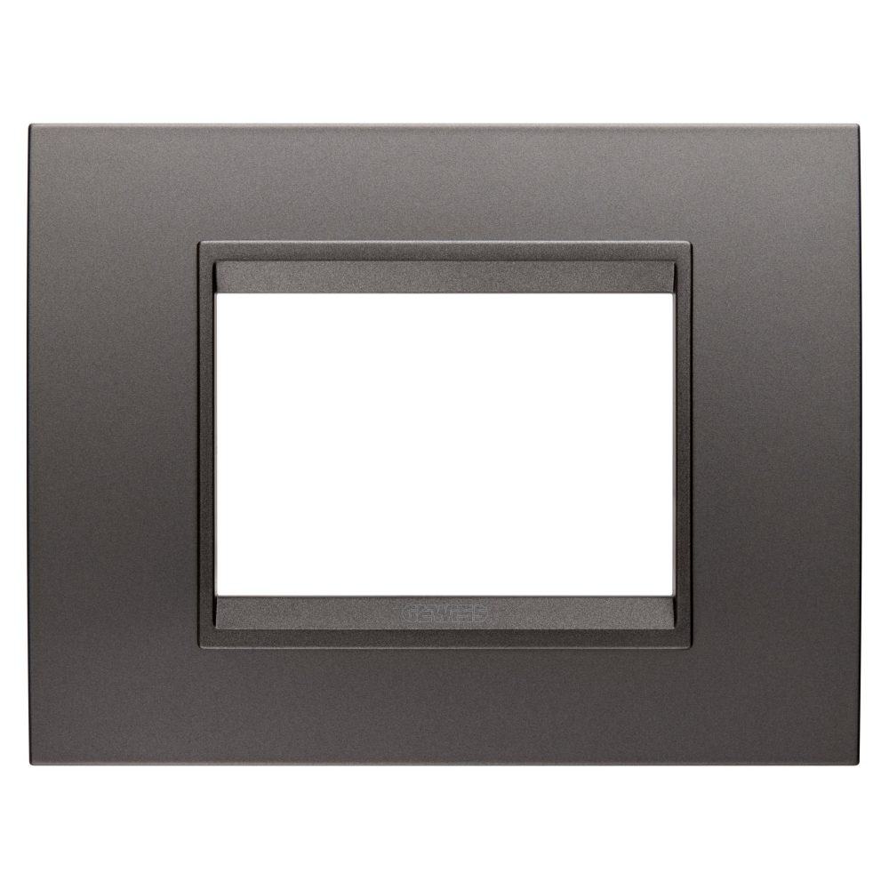  placa lux - en metal - 3 módulos - pavonado - marco pavonado mate - chorusmart