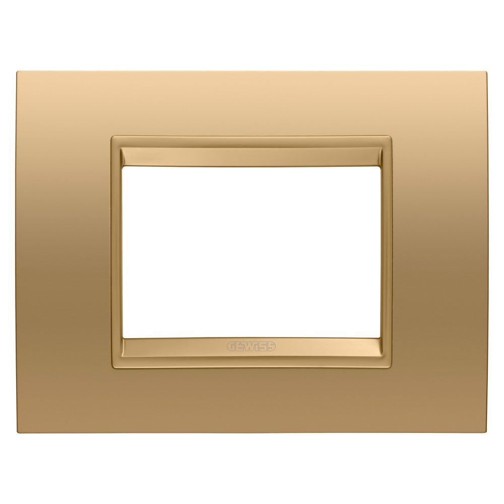  lux plate - in metal - 3 modules - gold - inner frame matt gold - chorusmart