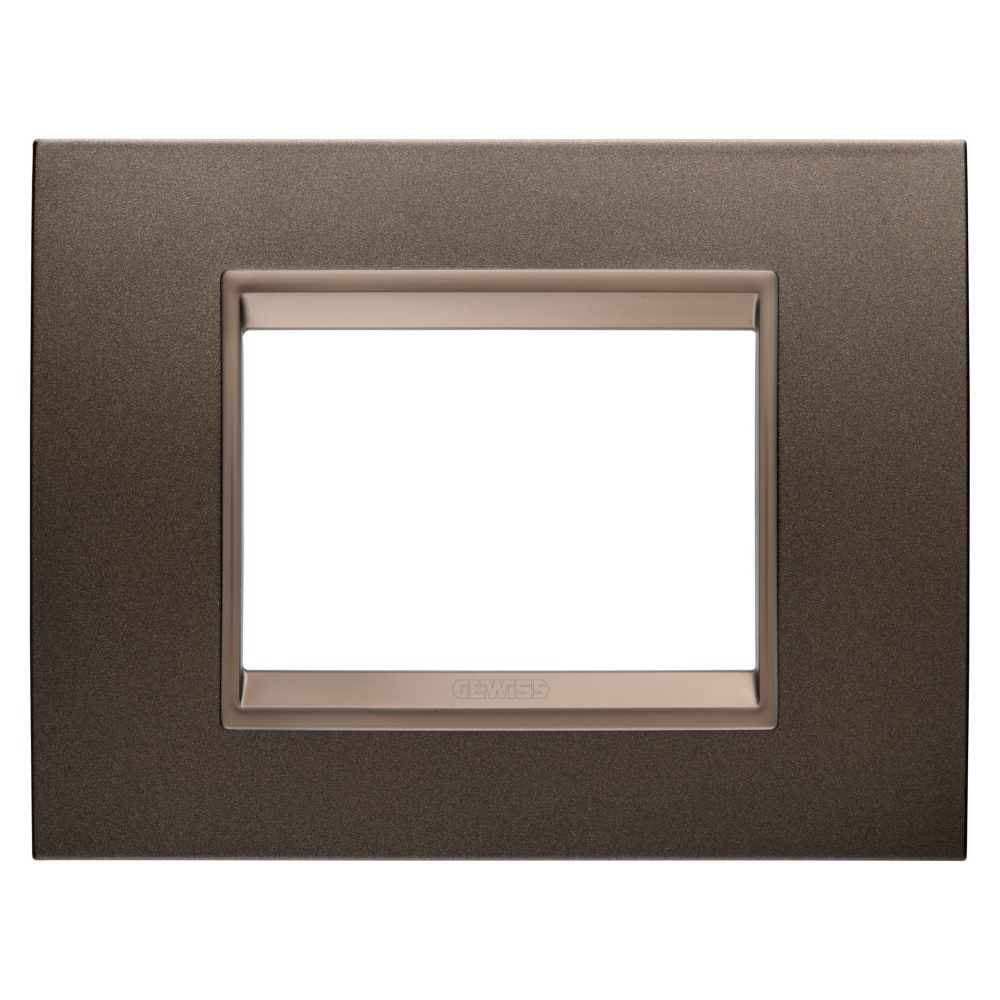  rámeček lux – z kovu – 3 moduly – anodická hnědá – vnitřní rám matný tmavý bronz – chorusmart