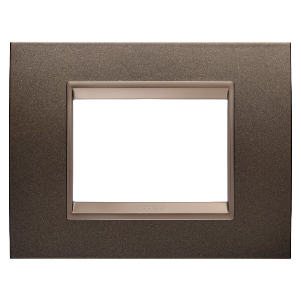  PLAQUE LUX - EN MÉTAL - 3 MODULES - MARRON ANODIQUE - CHÂSSIS INTERNE BRONZE FONCÉ MAT - CHORUSMART