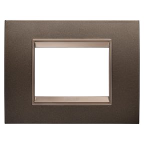 plaque lux - en métal - 3 modules - marron anodique - châssis interne bronze foncé mat - chorusmart