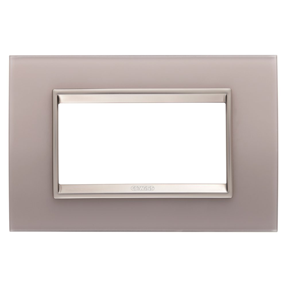  plaque lux - en verre - 4 modules - gris perlé - châssis interne bronze clair mat - chorusmart