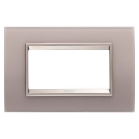 placa lux - cristal - 4 módulos - gris perla - marco bronce claro mate - chorusmart