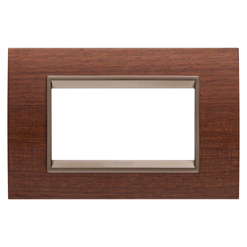  plaque lux - en bois - 4 modules - noyer - châssis interne bronze foncé mat - chorusmart