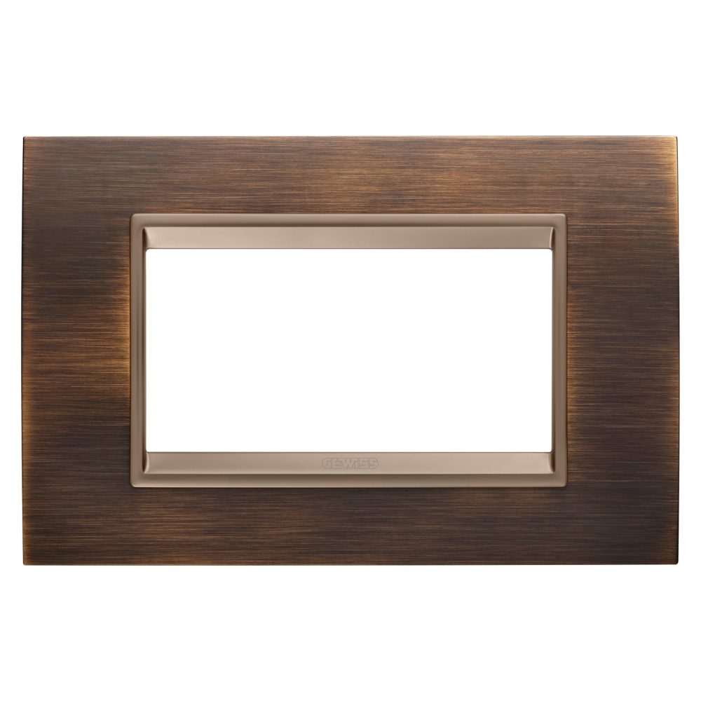  plaque lux - en métal - 4 modules - laiton antique - châssis interne bronze foncé mat - chorusmart