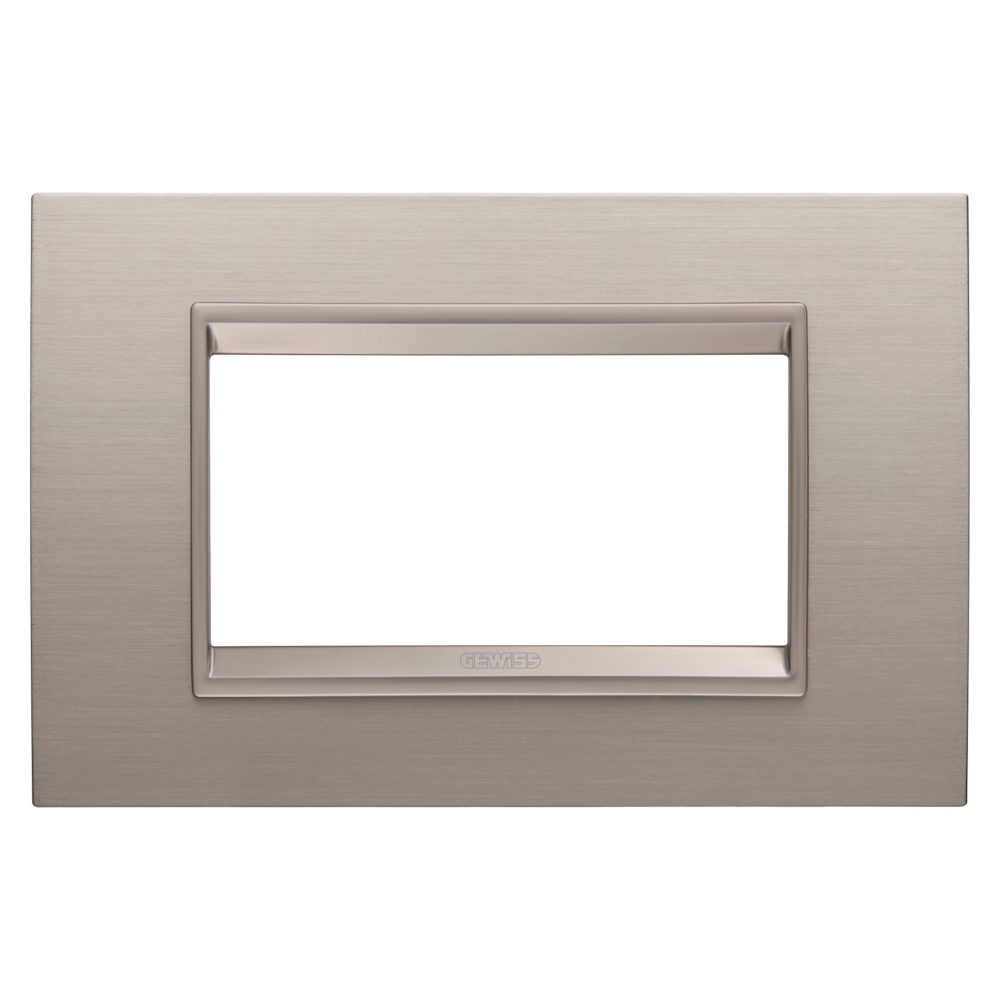  plaque lux - en métal - 4 modules - aluminium brossé - châssis interne bronze clair mat - chorusmart