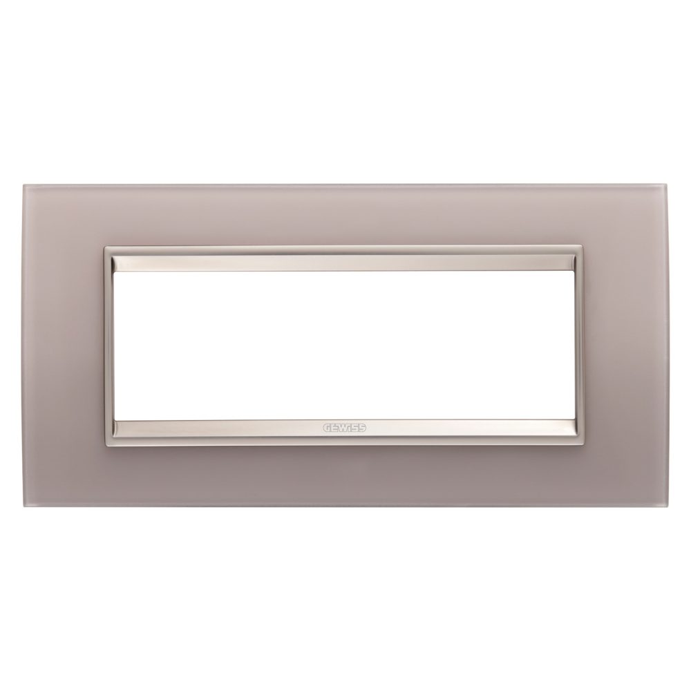  placca lux - in vetro - 6 posti - grigio perla - cornice bronzo chiaro opaco - chorusmart