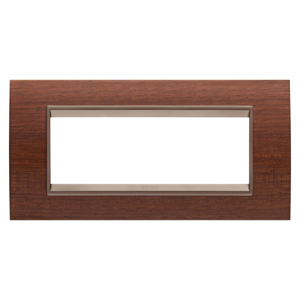  rámeček lux – z kovu – 6 modulů – vlašský ořech – vnitřní rám matný tmavý bronz – chorusmart