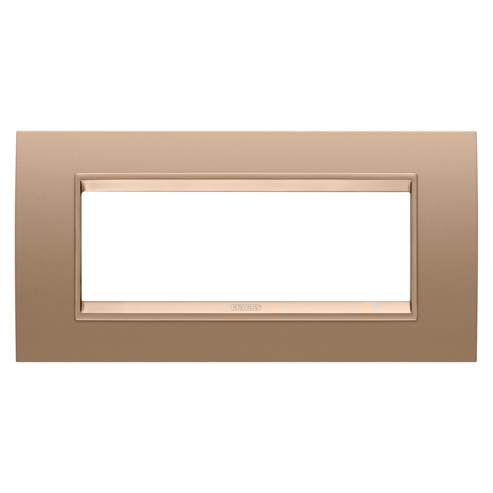  placca lux - in metallo - 6 posti - rame chiaro - cornice rame chiaro opaco - chorusmart