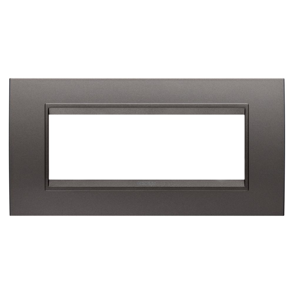  placa lux - en metal - 6 módulos - pavonado - marco pavonado mate - chorusmart
