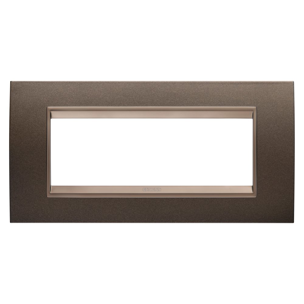  placa lux - en metal - 6 módulos - marrón anodizado - marco bronce oscuro mate - chorusmart