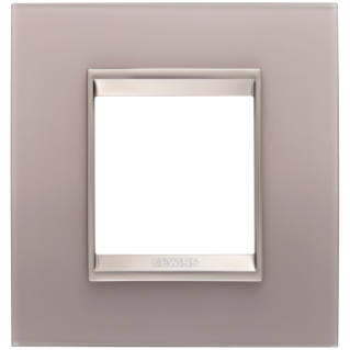 LUX INTERNATIONAL PLATE - IN GLASS - 2 MODULES - PERLY GRAY - INNER FRAME MATT LIGHT BRONZE - CHORUSMART