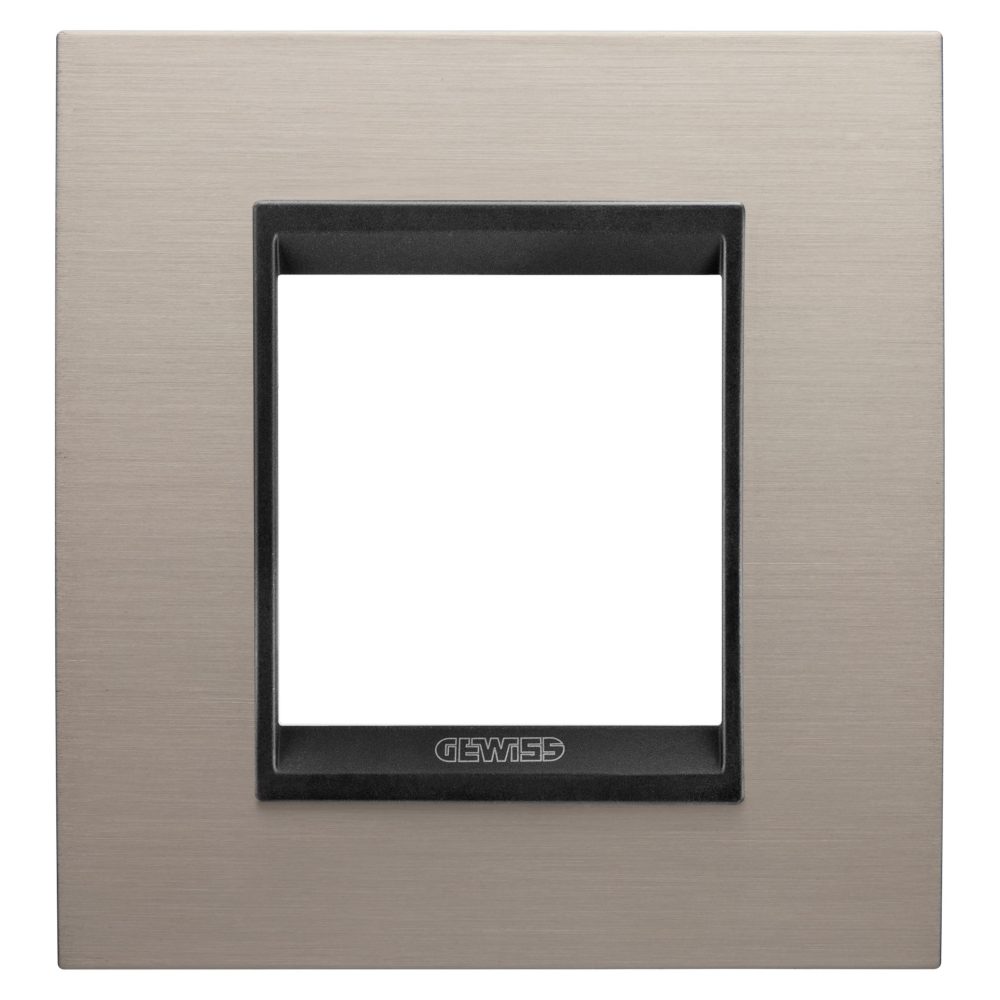  lux international plate - in metal - 2 modules - brushed aluminium lavy - inner frame matt black - chorusmart