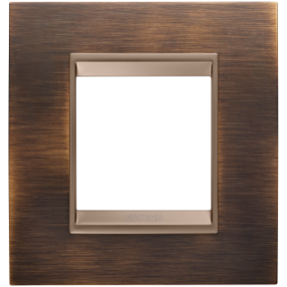 LUX INTERNATIONAL PLATE - IN METAL - 2 MODULES - ANTIQUE BRASS LAVY - INNER FRAME MATT DARK BRONZE - CHORUSMART
