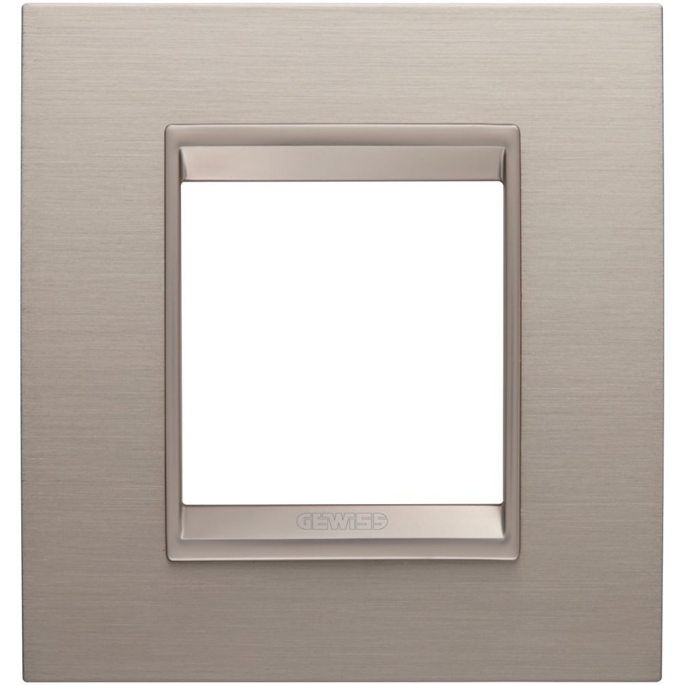  ABDECKRAHMEN LUX INTERNATIONAL - IN METALL - 2 MODULE - ALUMINIUM GEBÜRSTET - INNENRAHMEN MATT HELLBRONZE - CHORUSMART