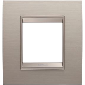 PLACCA LUX INTERNATIONAL - IN METALLO - 2 POSTI - ALLUMINIO SPAZZOLATO - CORNICE BRONZO CHIARO OPACO - CHORUSMART