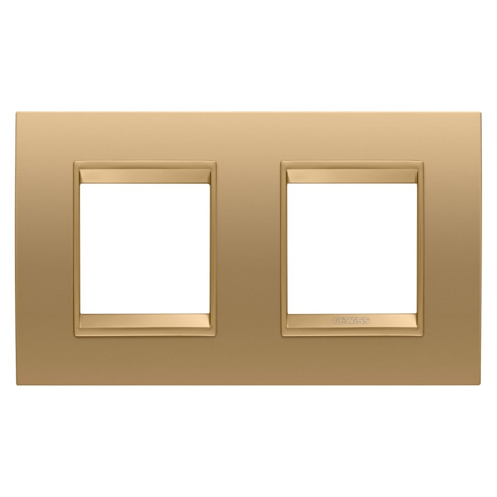  lux international plate - in metal - 2+2 modules horizontal - gold - inner frame matt gold - chorusmart