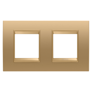LUX INTERNATIONAL PLATE - IN METAL - 2+2 MODULES HORIZONTAL - GOLD  - INNER FRAME MATT GOLD - CHORUSMART