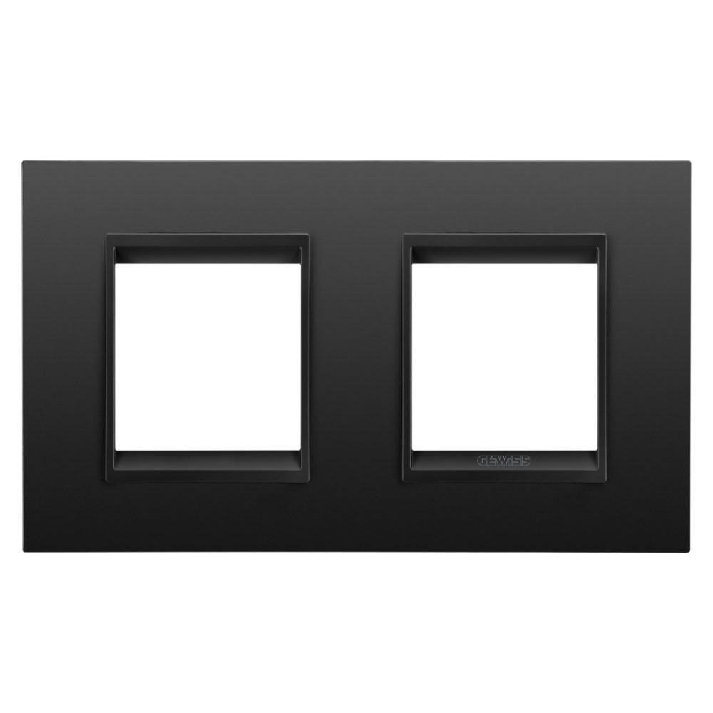  LUX INTERNATIONAL PLATE - IN METAL - 2+2 MODULES HORIZONTAL - MONOCHROME SATIN BLACK - CHORUSMART